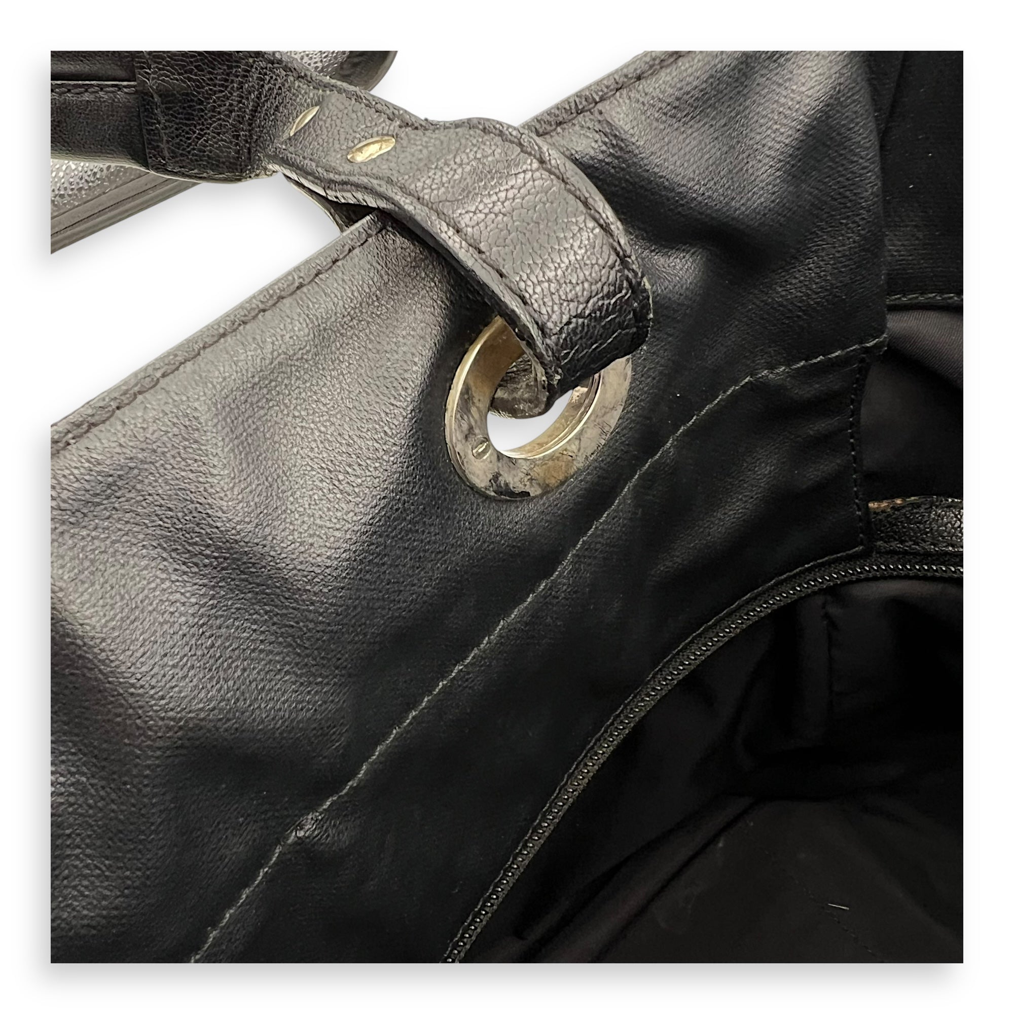 Biarritz Tote Bag Black in Coated Canvas, Silver hardware