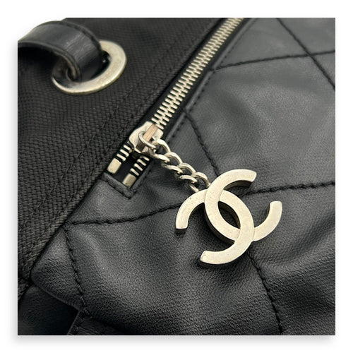Biarritz Tote Bag Black in Coated Canvas, Silver hardware