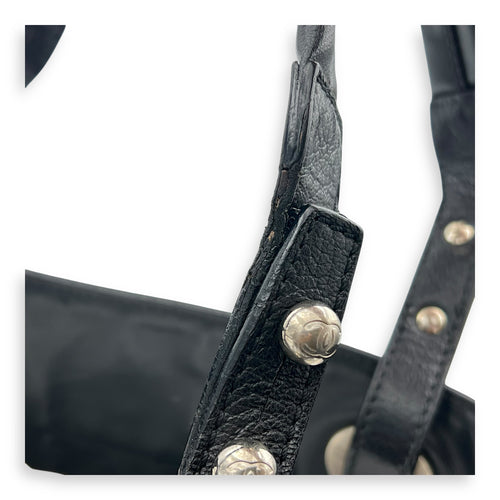 Biarritz Tote Bag Black in Coated Canvas, Silver hardware