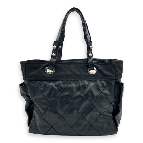 Biarritz Tote Bag Black in Coated Canvas, Silver hardware