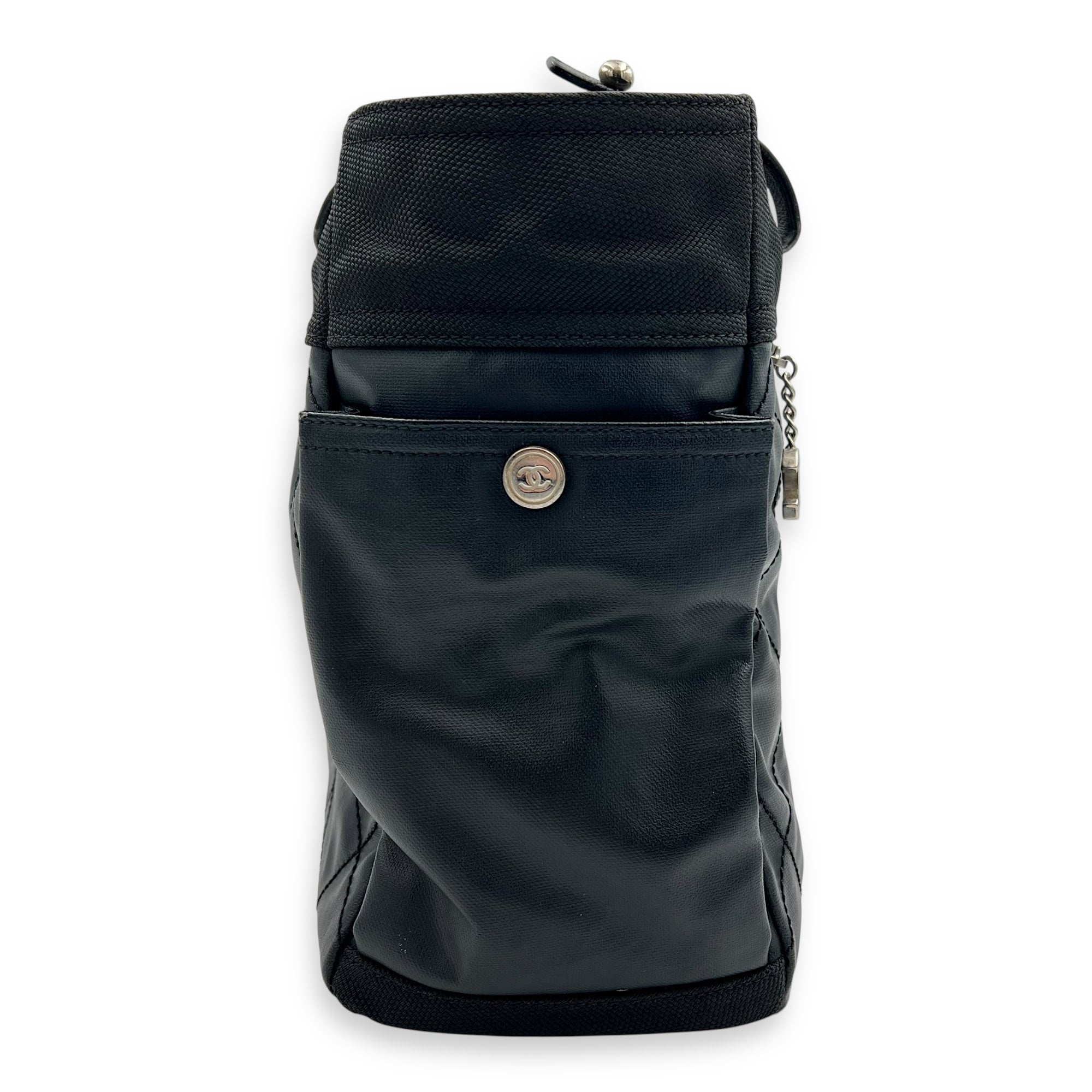 Biarritz Tote Bag Black in Coated Canvas, Silver hardware