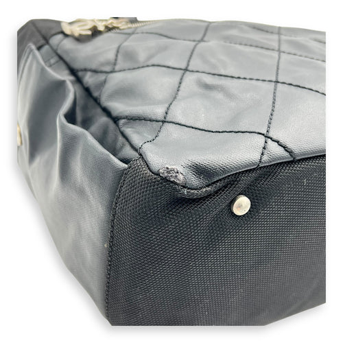 Biarritz Tote Bag Black in Coated Canvas, Silver hardware