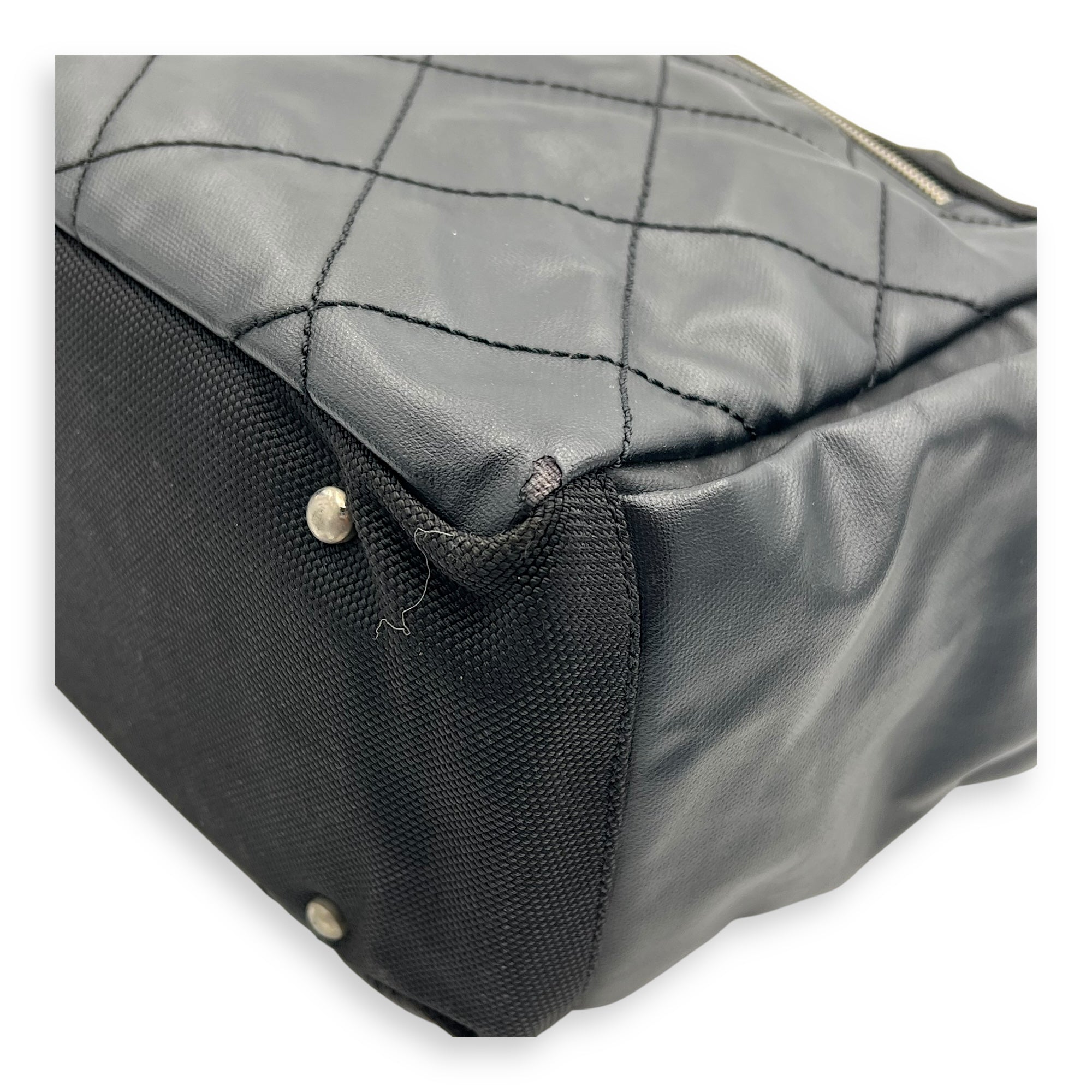 Biarritz Tote Bag Black in Coated Canvas, Silver hardware