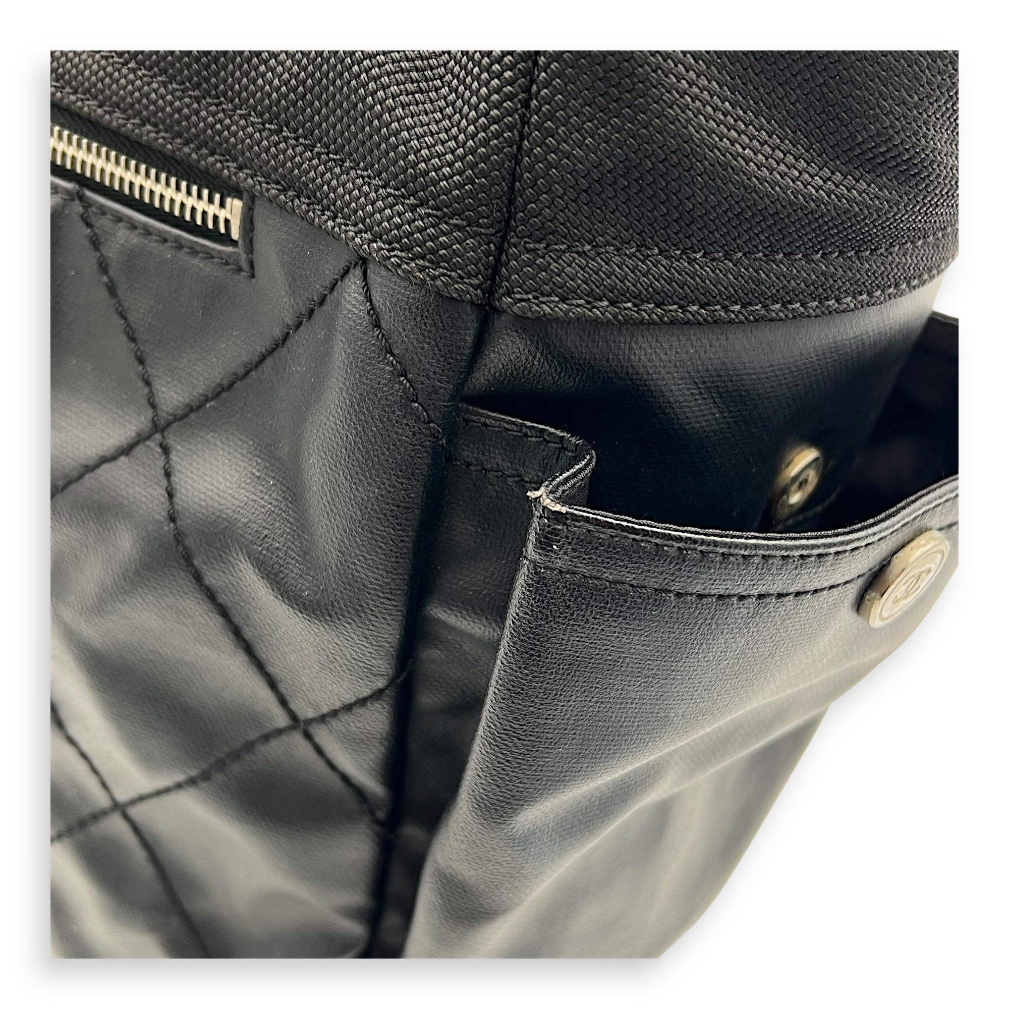 Biarritz Tote Bag Black in Coated Canvas, Silver hardware