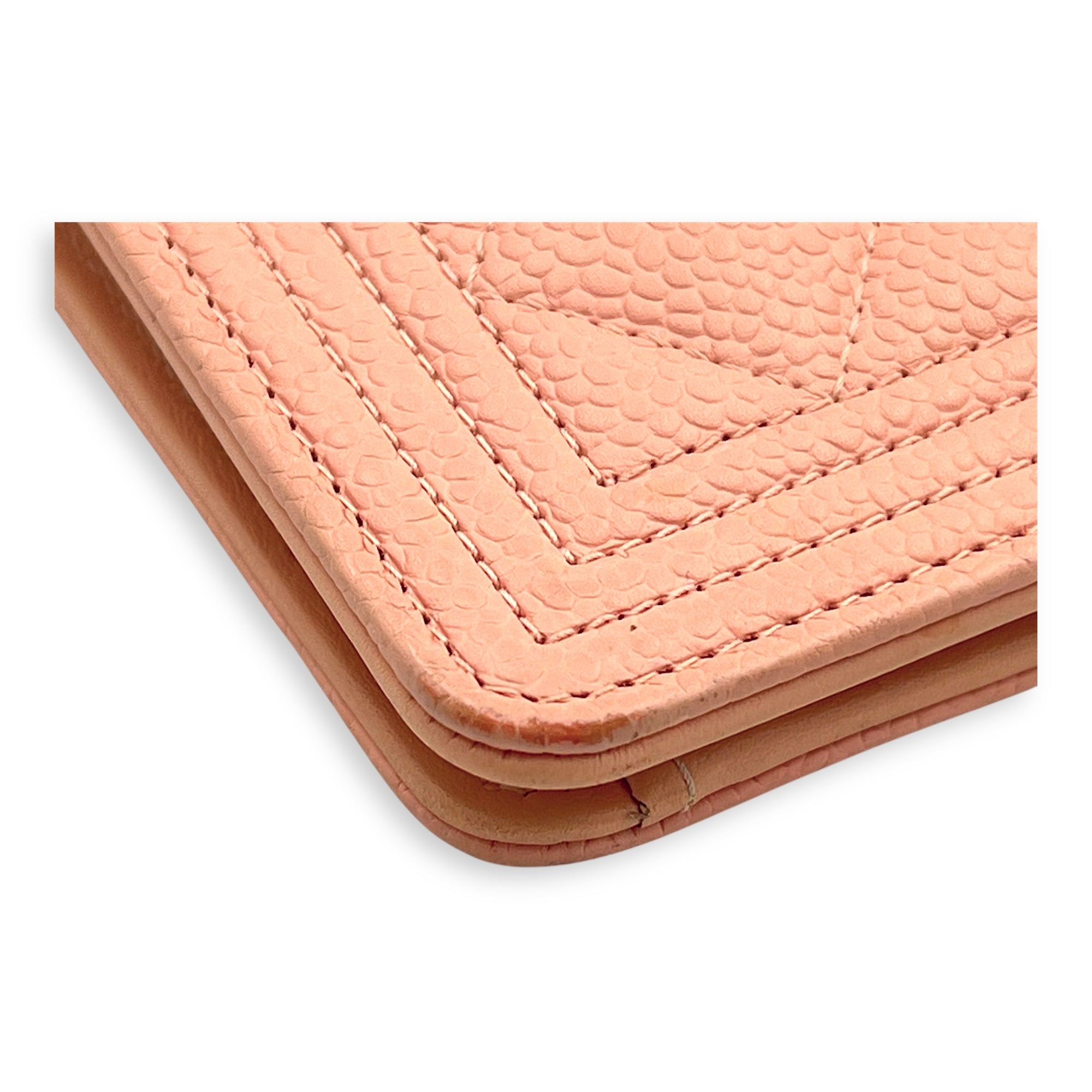 Boy Peach Wallet in Caviar Leather, Gold hardware