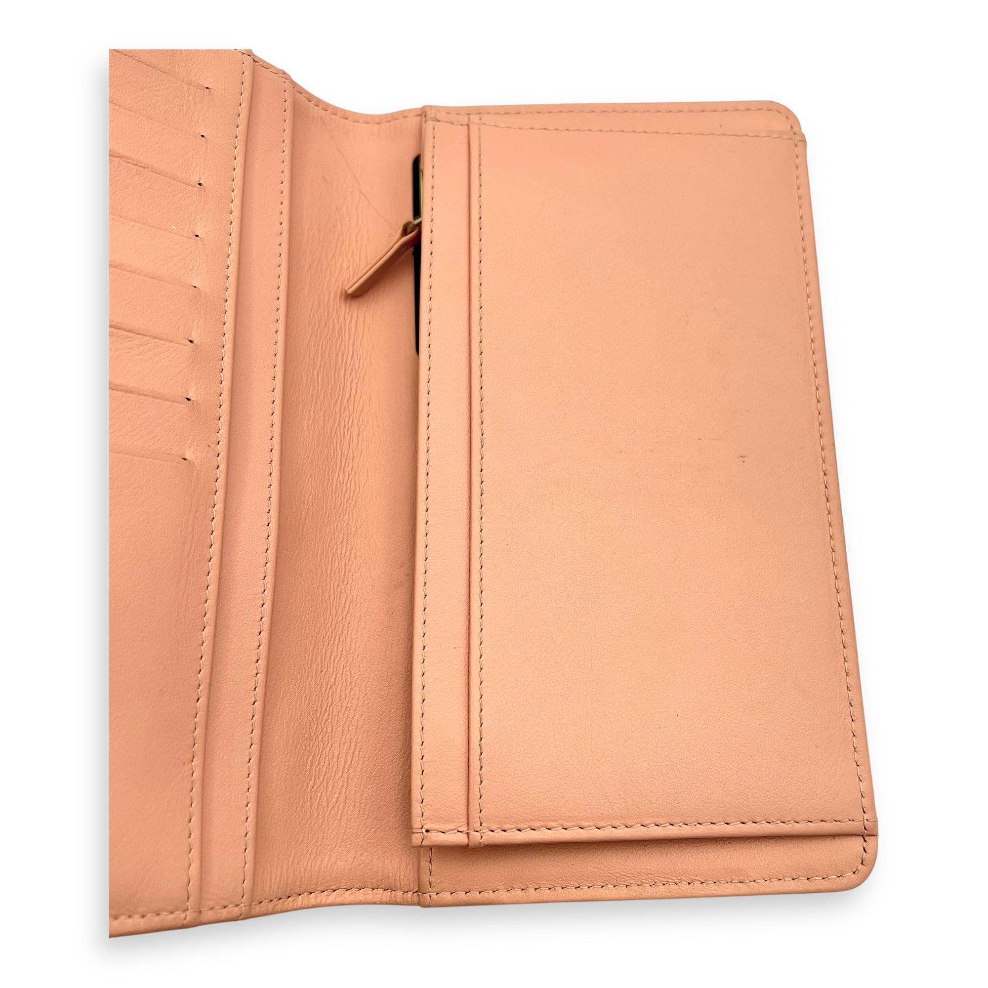 Boy Peach Wallet in Caviar Leather, Gold hardware