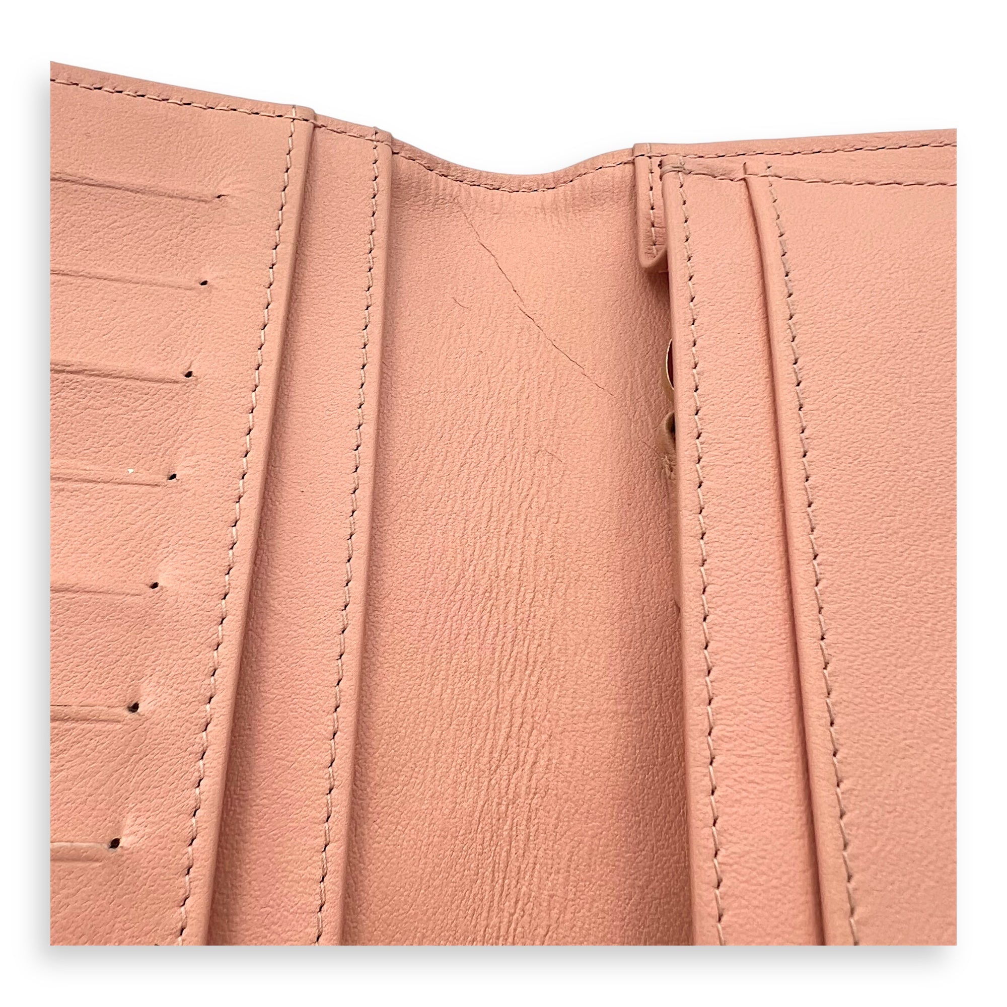 Boy Peach Wallet in Caviar Leather, Gold hardware