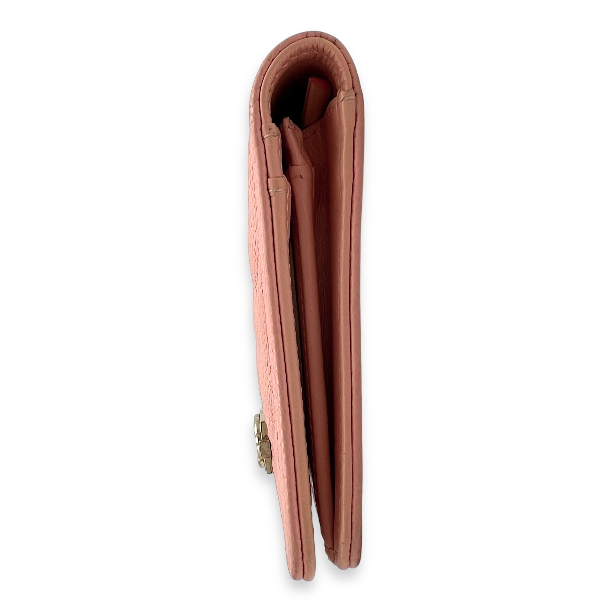 Boy Peach Wallet in Caviar Leather, Gold hardware
