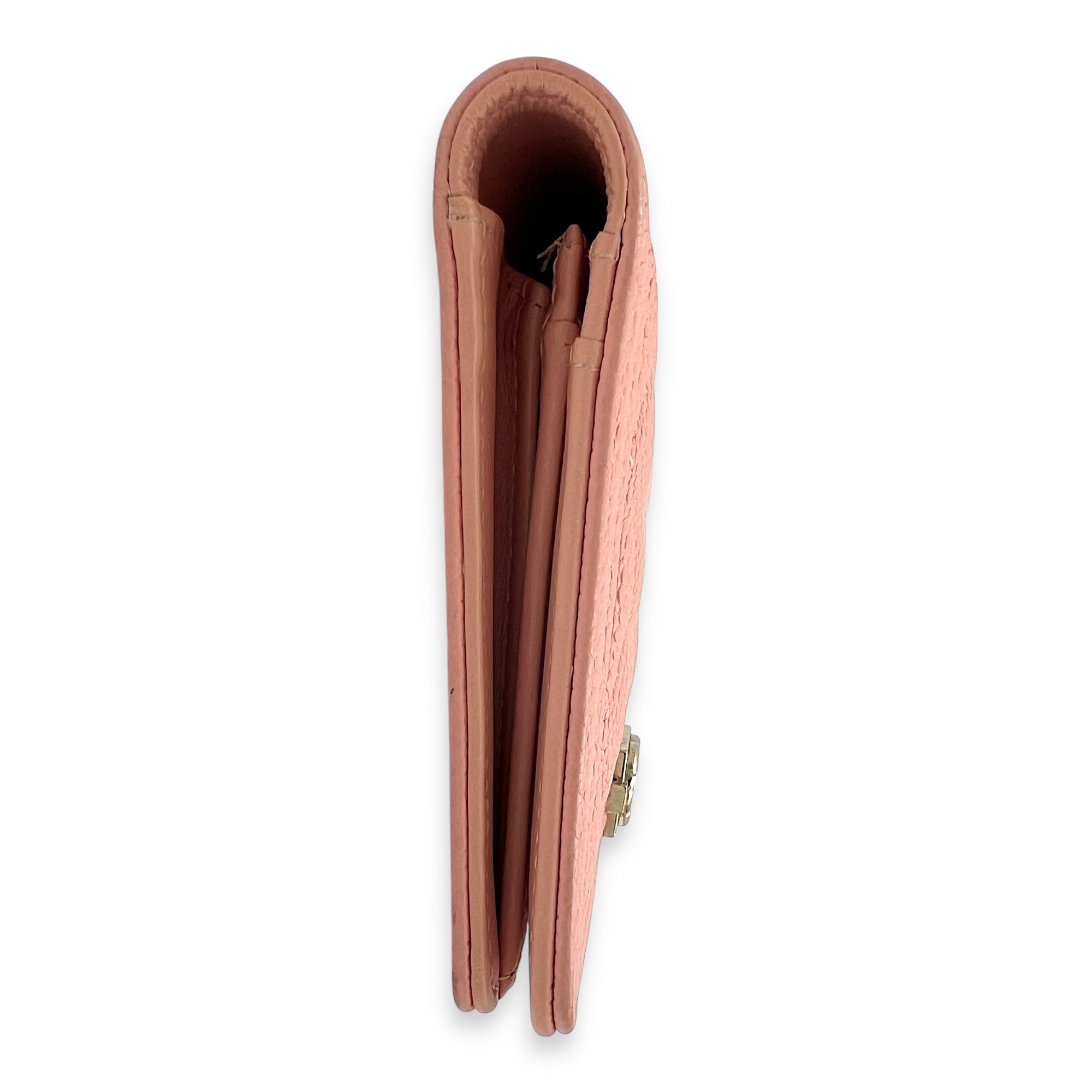 Boy Peach Wallet in Caviar Leather, Gold hardware