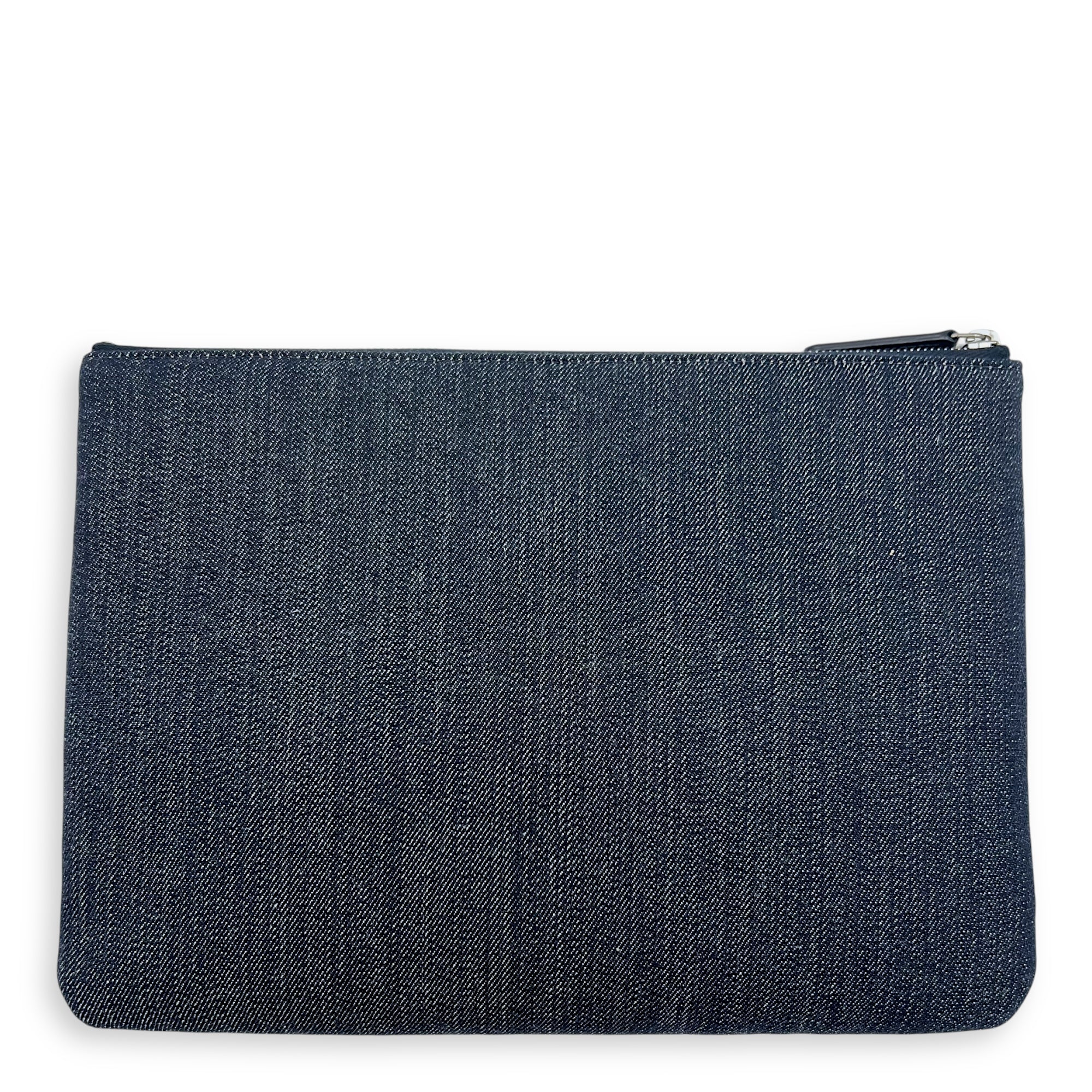 Deauville Pouch Blue in Denim, Silver hardware