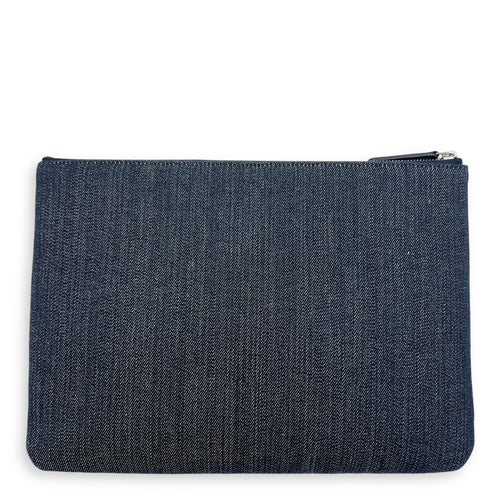 Deauville Pouch Blue in Denim, Silver hardware