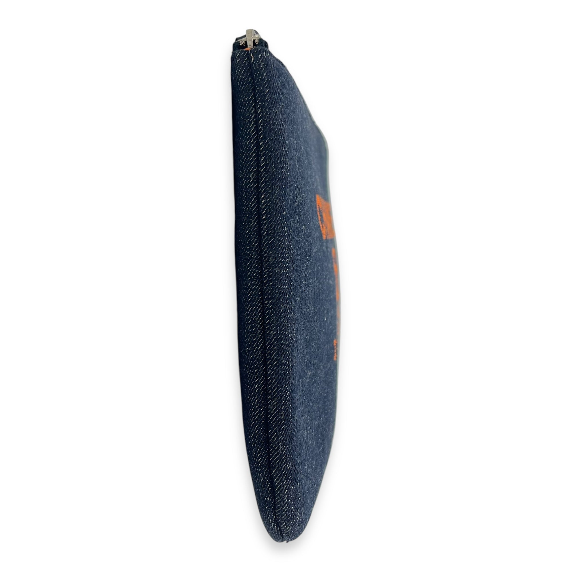 Deauville Pouch Blue in Denim, Silver hardware