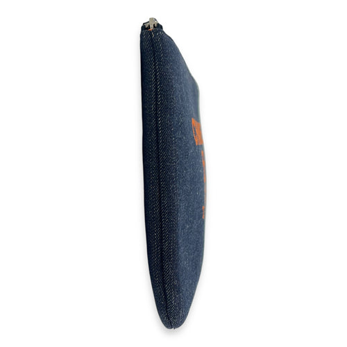 Deauville Pouch Blue in Denim, Silver hardware