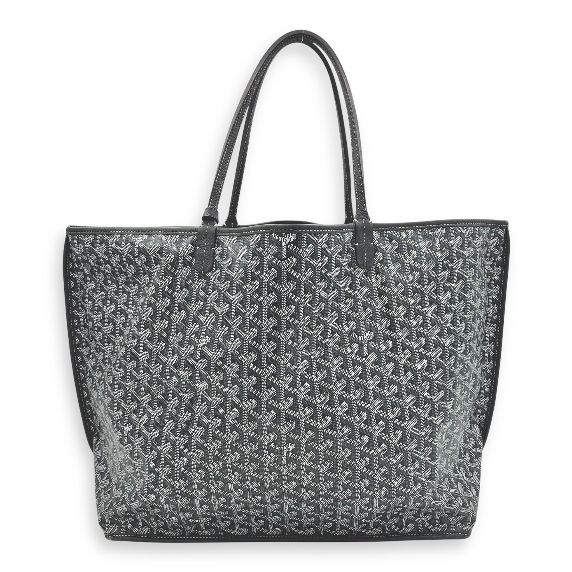 Anjou Top Handle Bag GM Grey in Coated Canvas, Silver hardware