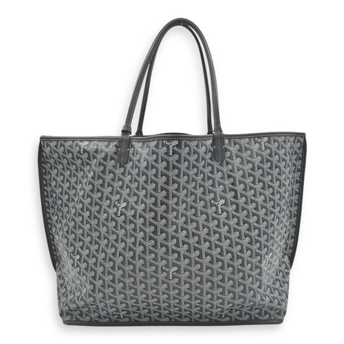 Anjou Top Handle Bag GM Grey in Coated Canvas, Silver hardware