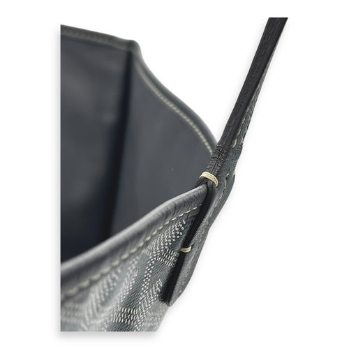 Anjou Top Handle Bag GM Grey in Coated Canvas, Silver hardware
