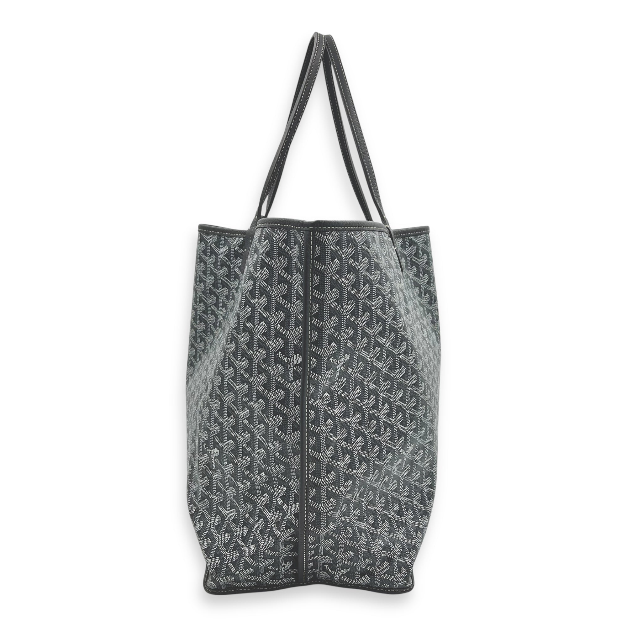 Anjou Top Handle Bag GM Grey in Coated Canvas, Silver hardware