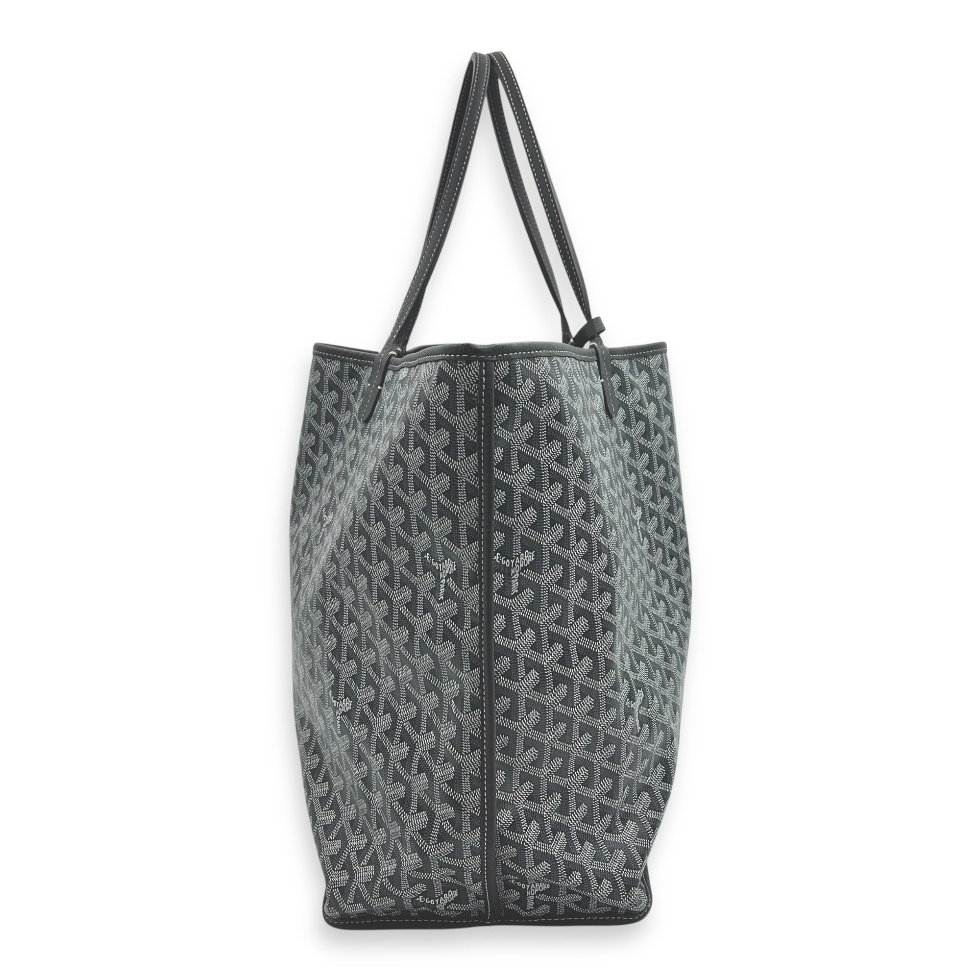 Anjou Top Handle Bag GM Grey in Coated Canvas, Silver hardware