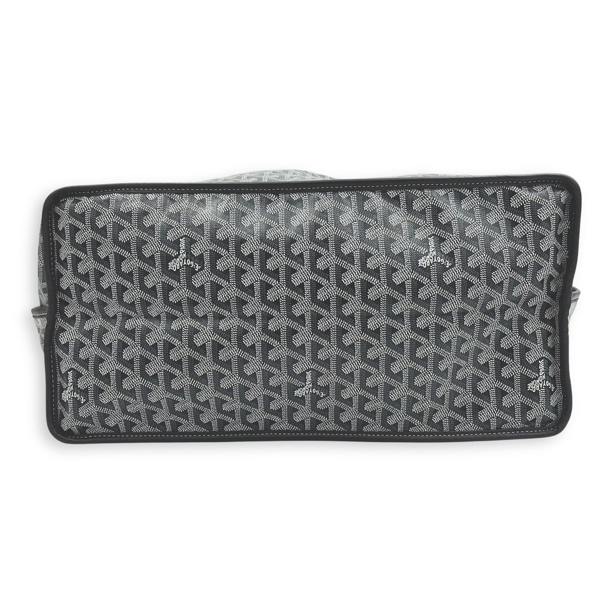 Anjou Top Handle Bag GM Grey in Coated Canvas, Silver hardware