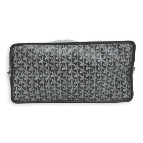 Anjou Top Handle Bag GM Grey in Coated Canvas, Silver hardware