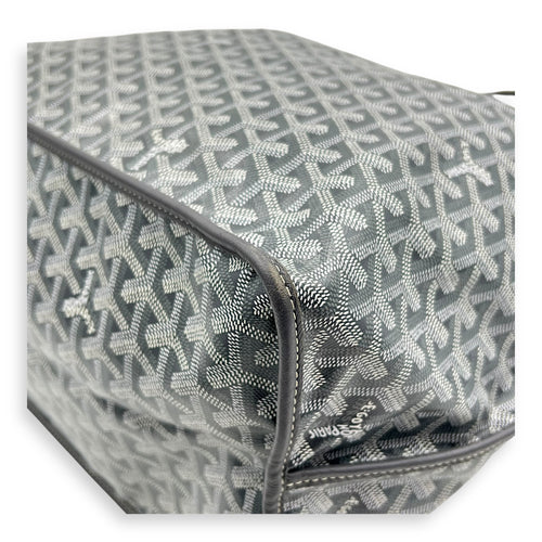 Anjou Top Handle Bag GM Grey in Coated Canvas, Silver hardware