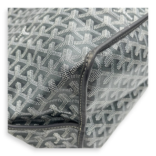 Anjou Top Handle Bag GM Grey in Coated Canvas, Silver hardware