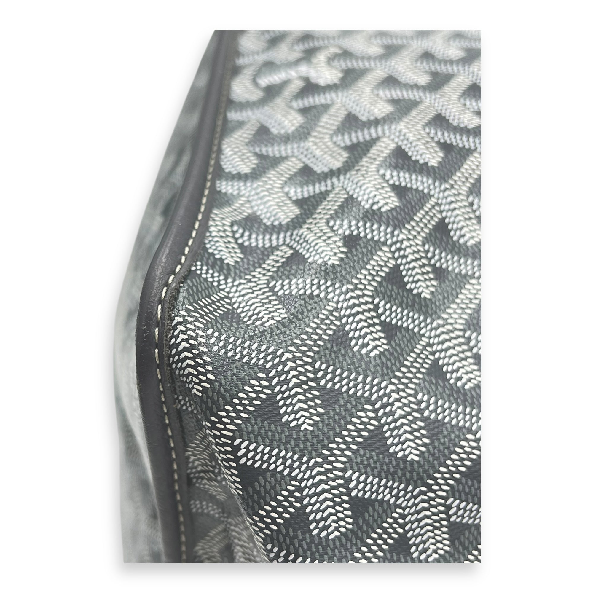 Anjou Top Handle Bag GM Grey in Coated Canvas, Silver hardware
