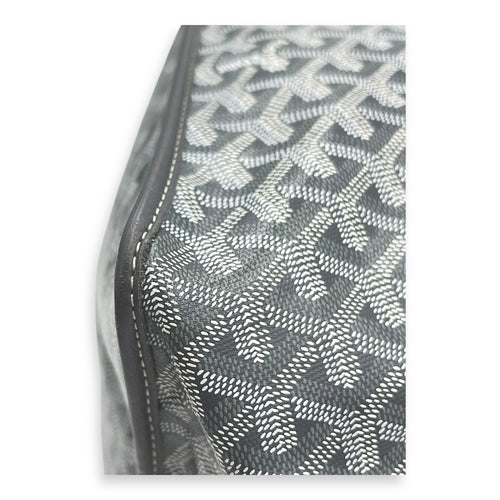 Anjou Top Handle Bag GM Grey in Coated Canvas, Silver hardware