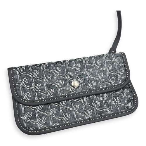 Anjou Top Handle Bag GM Grey in Coated Canvas, Silver hardware