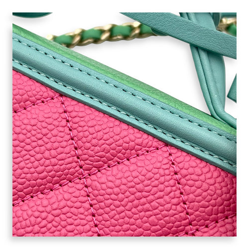 Filigree Small Multi-colour Vanity Bag in Caviar Leather, Gold hardware