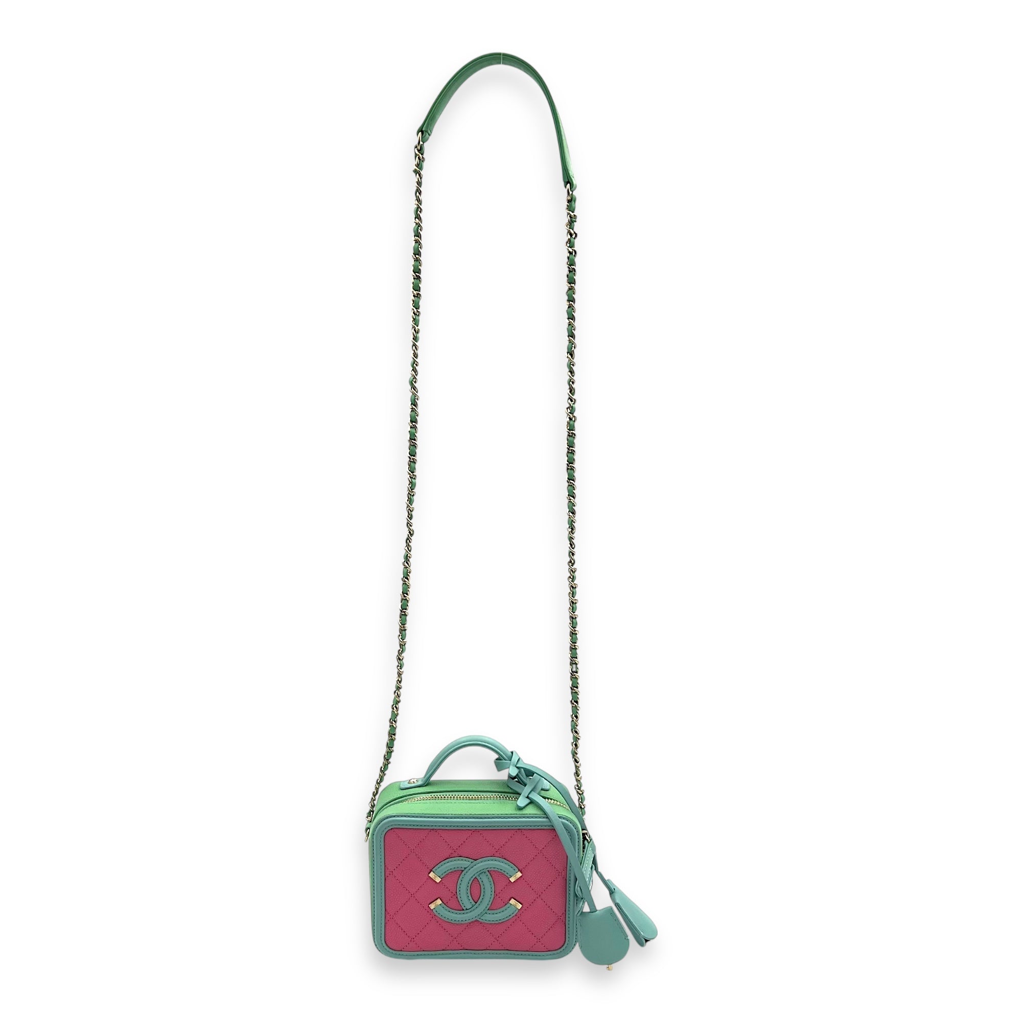 Filigree Small Multi-colour Vanity Bag in Caviar Leather, Gold hardware
