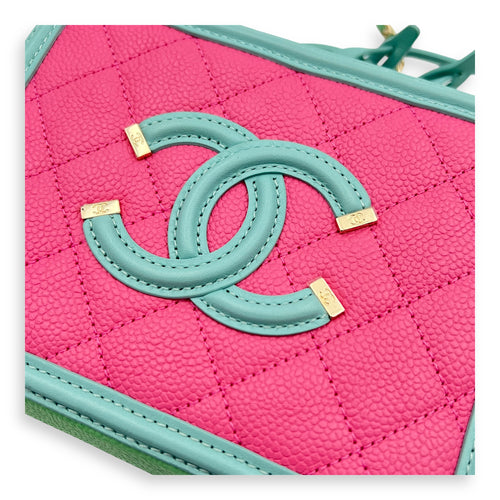 Filigree Small Multi-colour Vanity Bag in Caviar Leather, Gold hardware