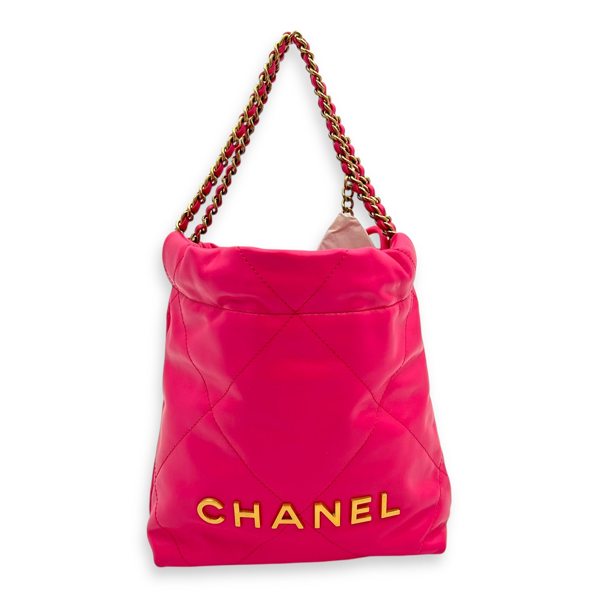 22 Tote Crossbody Bag Pink in Calfskin, Brushed Silver hardware