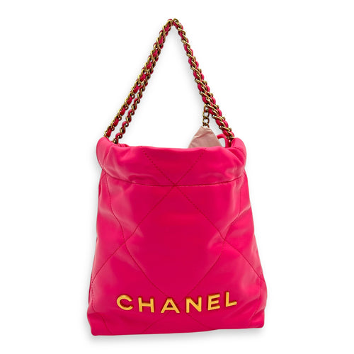 22 Tote Crossbody Bag Pink in Calfskin, Brushed Silver hardware