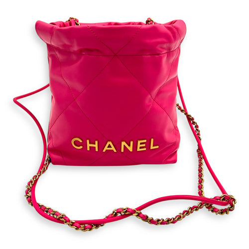 22 Tote Crossbody Bag Pink in Calfskin, Brushed Silver hardware