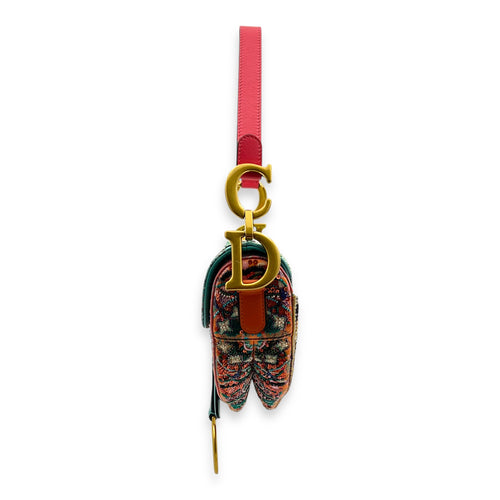 Saddle Shoulder Bag Medium Multi-colour in Beads, Gold hardware