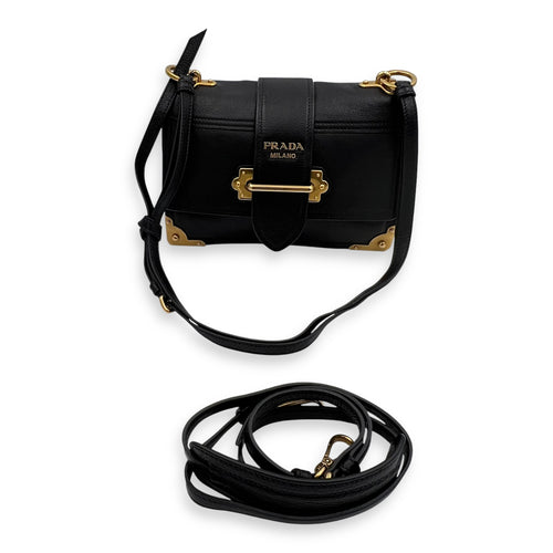 Cahier Shoulder Bag Black in Calfskin, Gold hardware