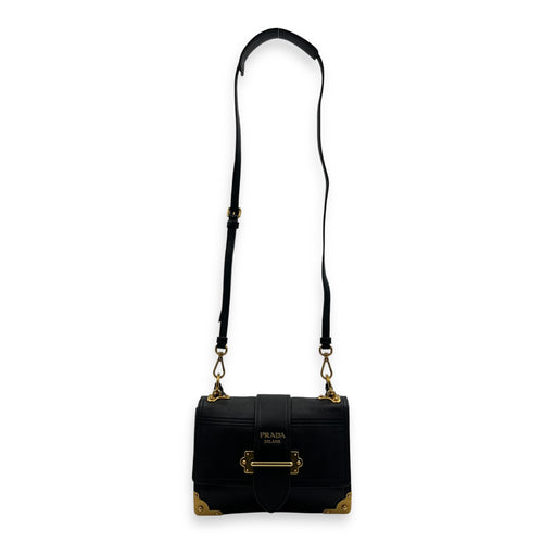 Cahier Shoulder Bag Black in Calfskin, Gold hardware
