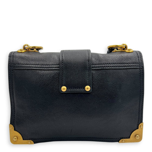Cahier Shoulder Bag Black in Calfskin, Gold hardware