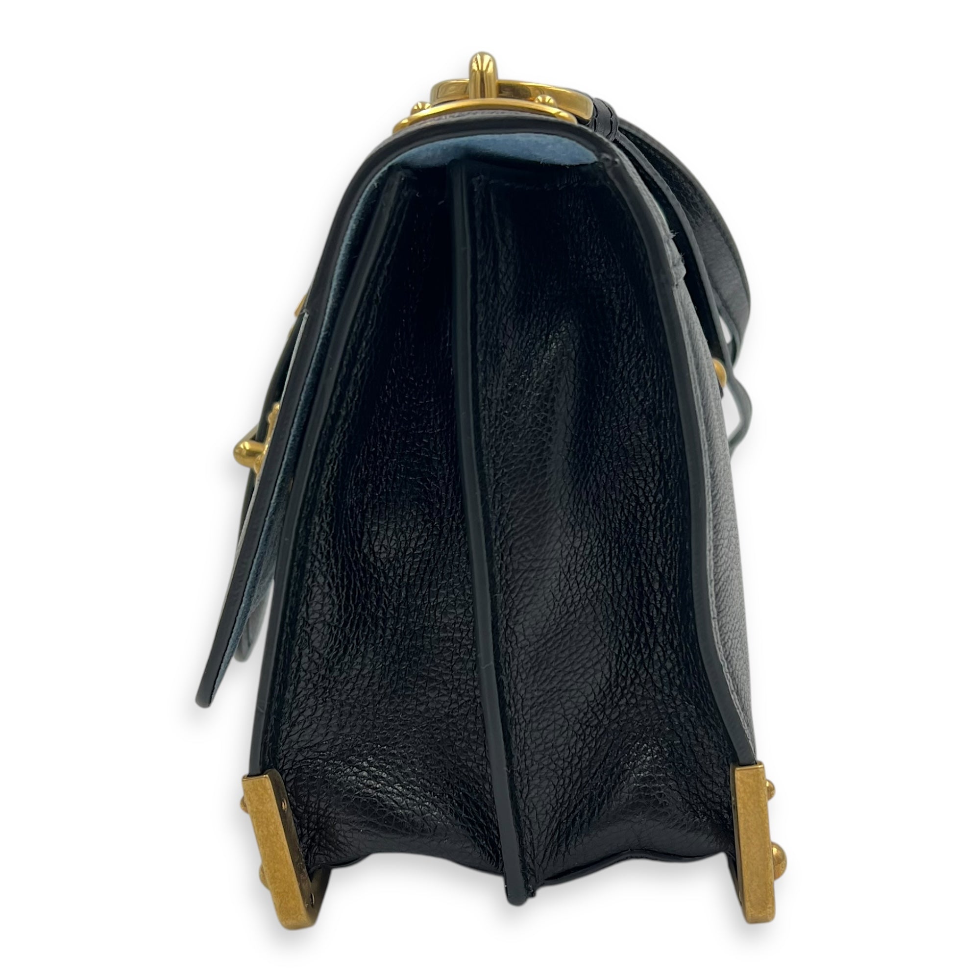 Cahier Shoulder Bag Black in Calfskin, Gold hardware