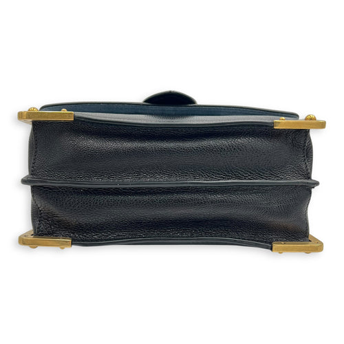 Cahier Shoulder Bag Black in Calfskin, Gold hardware