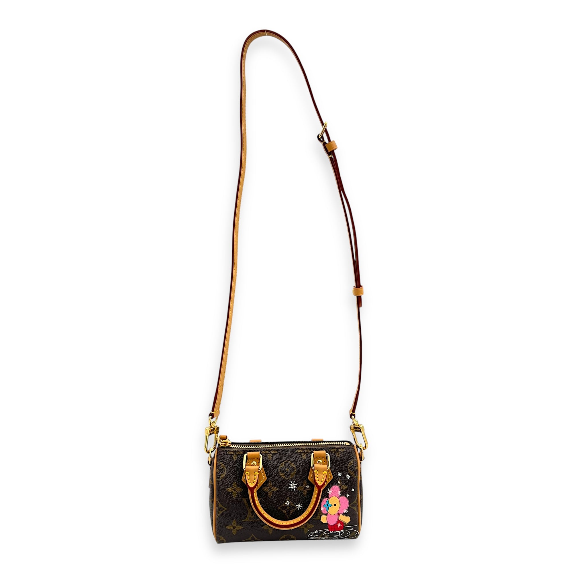 Speedy Nano Vivienne Top Handle Bag in Monogram Coated Canvas, Gold hardware