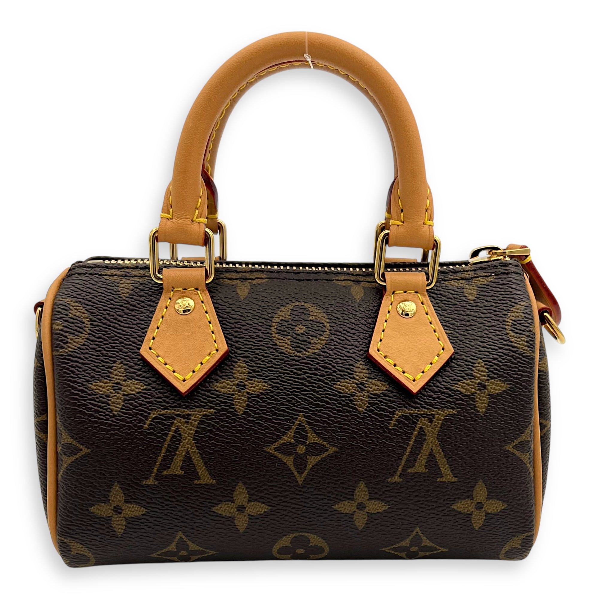 Speedy Nano Vivienne Top Handle Bag in Monogram Coated Canvas, Gold hardware