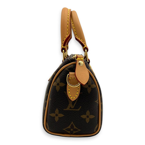 Speedy Nano Vivienne Top Handle Bag in Monogram Coated Canvas, Gold hardware