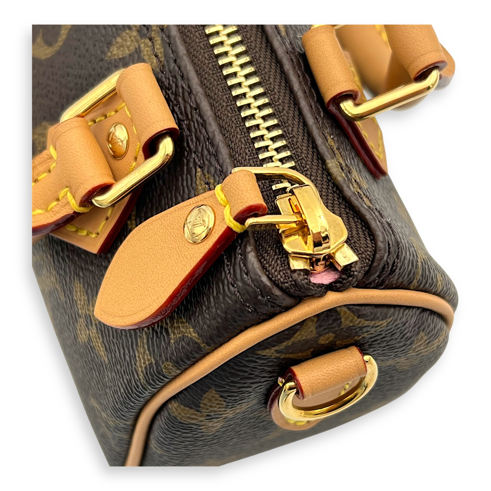Speedy Nano Vivienne Top Handle Bag in Monogram Coated Canvas, Gold hardware