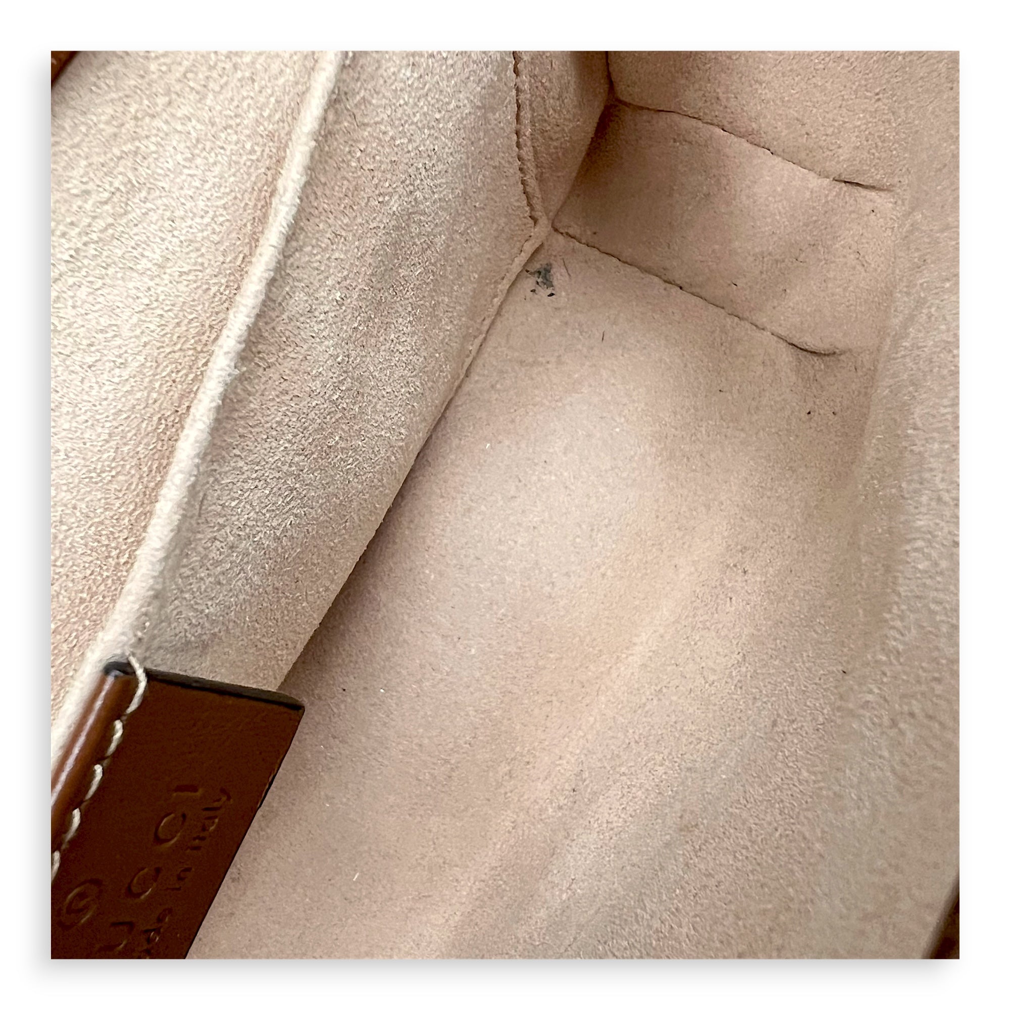 GG Marmont Mini Brown Shoulder Bag in Calfskin, Gold hardware