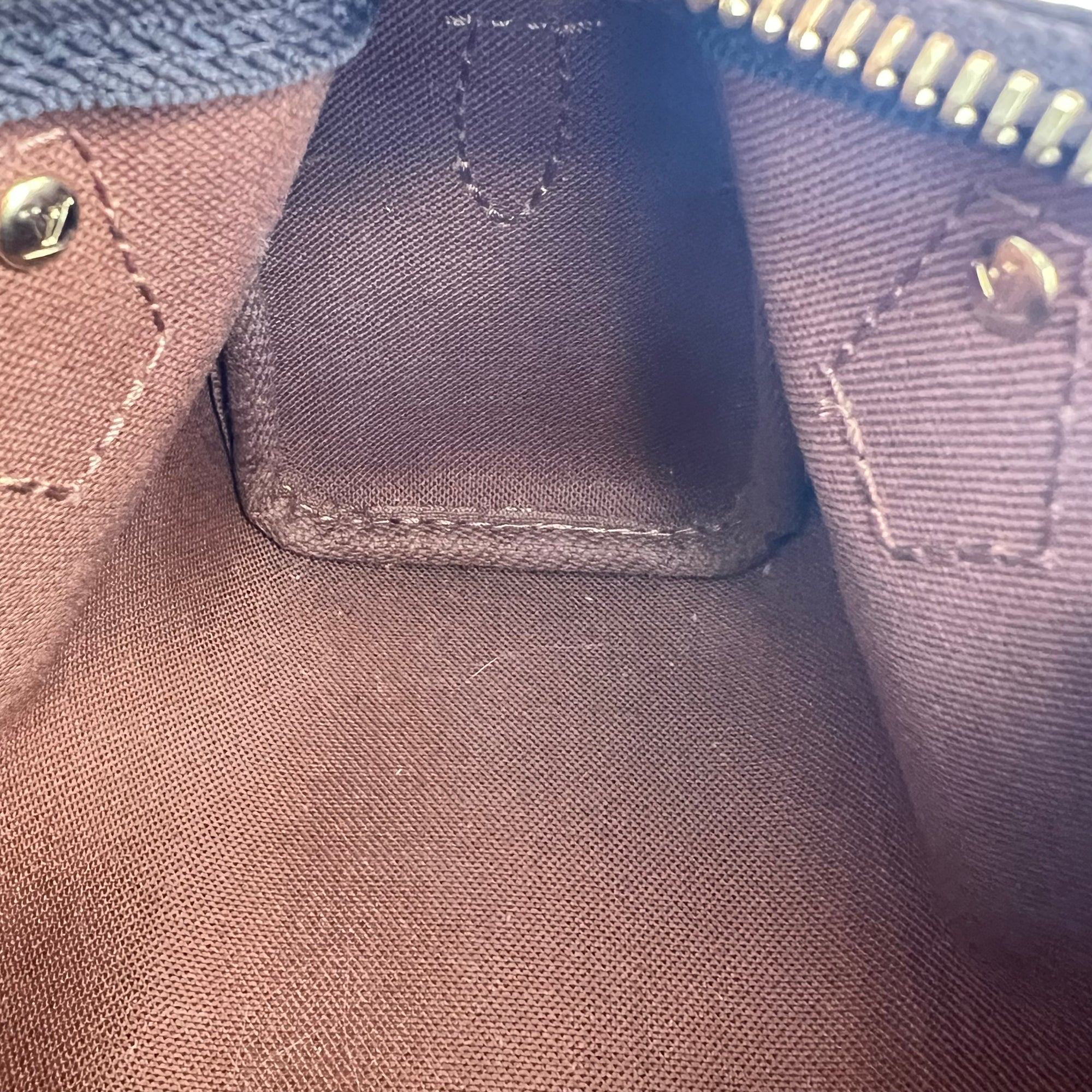 Speedy Top Handle Bag Nano Brown in Monogram Coated Canvas, Gold hardware
