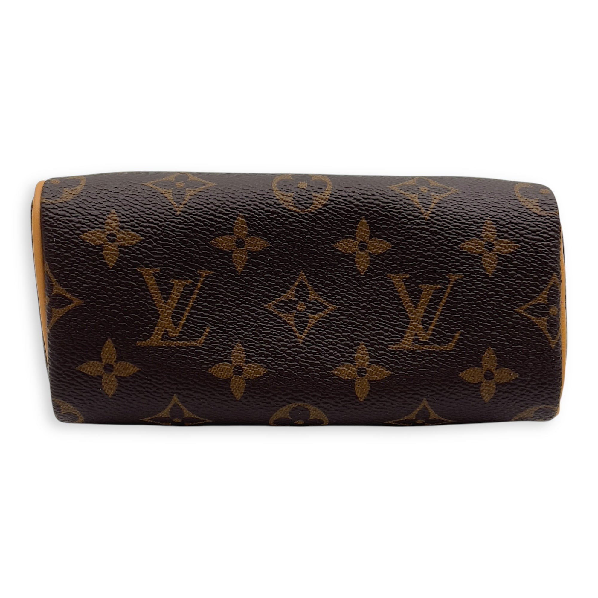 Speedy Top Handle Bag Nano Brown in Monogram Coated Canvas, Gold hardware