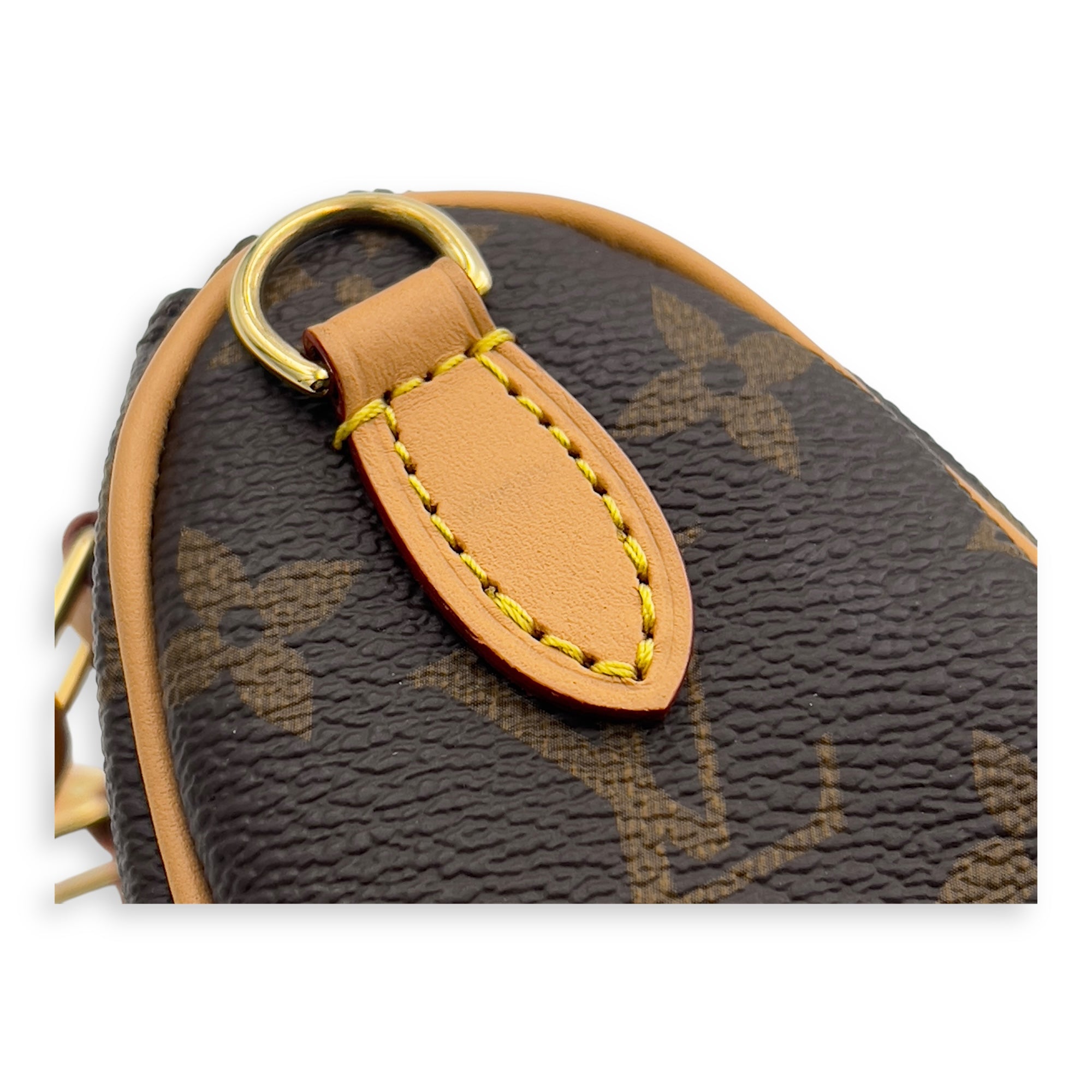 Speedy Top Handle Bag Nano Brown in Monogram Coated Canvas, Gold hardware