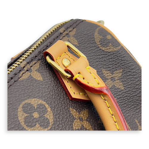 Speedy Top Handle Bag Nano Brown in Monogram Coated Canvas, Gold hardware